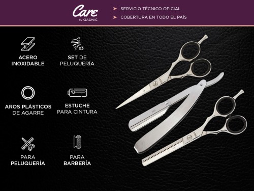 Set Tijeras Profesionales Gadnic Microdentada Pulir Navaja