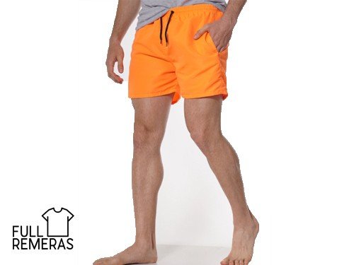 Short de baño liso naranja