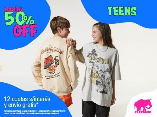 HASTA 50% OFF EN ROPA PARA ADOLESCENTES