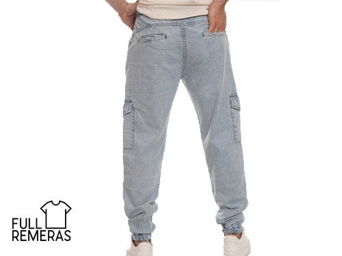 Jogger cargo jean celeste