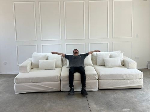 Sillón living modular Moderno enfundado Velvet 3,20 Mts - SILVINA C