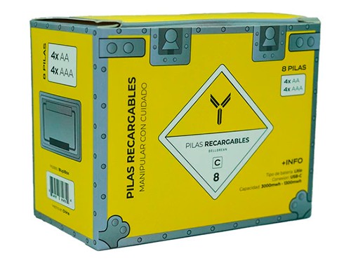 Combo Cargador Estuche + Pilas Recargables 4x Aa 4x Aaa Dellorean