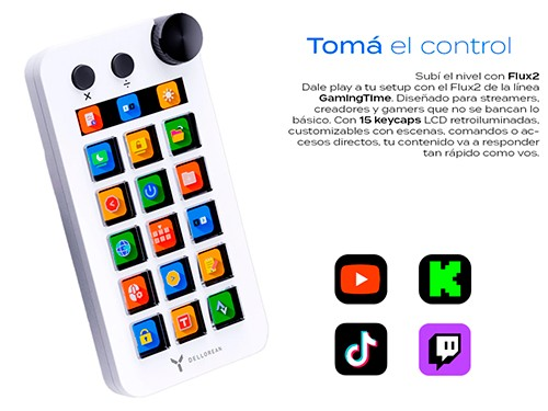 Stream Deck Mini Teclado - 15 Teclas - Flux2 Blanco Dellorean