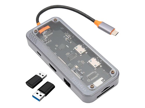 Adaptador Usb C Ah8x Hub Dellorean Notebook Hdmi 4k Lan