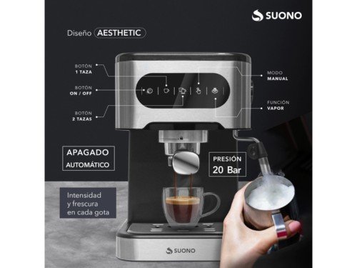 Cafetera Espresso Suono Automática 1.5L 1350W Espumador de Leche
