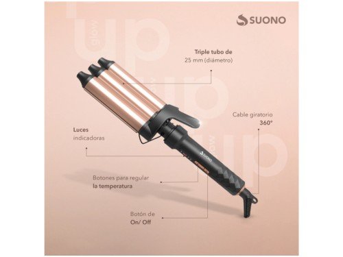 Buclera Rizador Tripe 25mm Con Ajuste Temperatura Suono