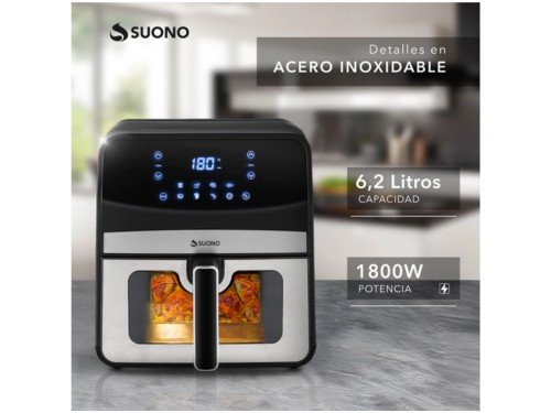 Freidora de Aire Suono Airfryer Digital con Ventana 6.2L 1800W
