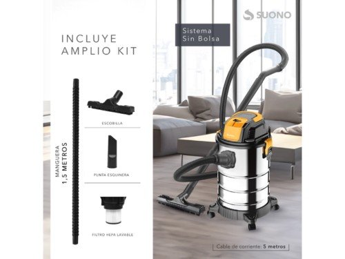 Aspiradora De Tacho Sólidos y Líquidos 25L 1300w Sin Bolsa Suono