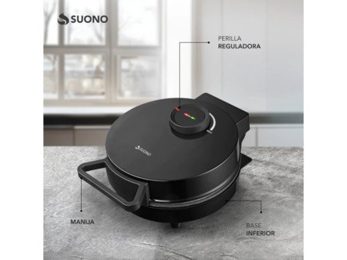 Waflera Redonda Regulable Suono 1200w Antiadherente Temp. Regulable