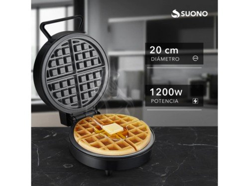 Waflera Redonda Regulable Suono 1200w Antiadherente Temp. Regulable
