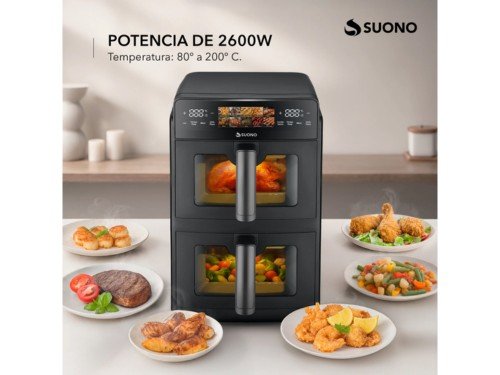 Freidora de Aire Vertical Doble Canasto 10L AirFryer Suono