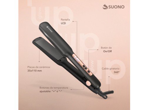 Plancha de Pelo con Ajuste de Temperatura 35mm Placas Cerámicas Suono