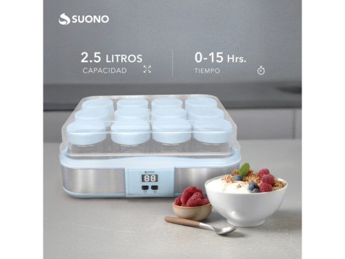 Yogurtera Digital con 12 Vasos de Vidrio y Timer Programable Suono