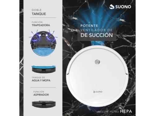 Aspiradora Robot con App y Trapeadora Autocarga Mapeo Avanzado Suono