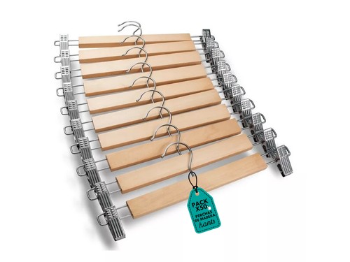 Pack X 50 Percha Madera Con Ganchos Metal Para Pantalon 34 Cm X Mayor