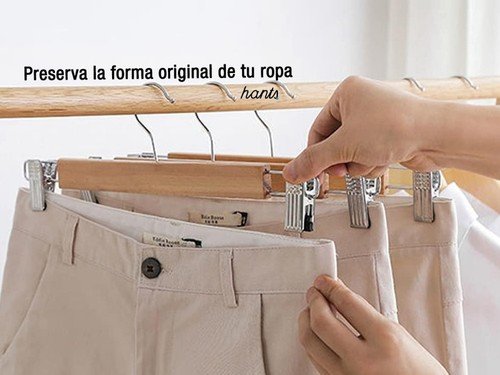 Pack X 50 Percha Madera Con Ganchos Metal Para Pantalon 34 Cm X Mayor