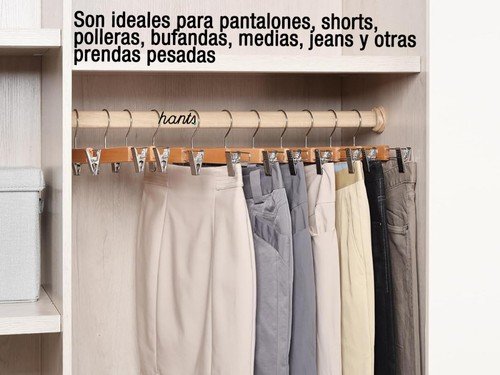 Pack X 50 Percha Madera Con Ganchos Metal Para Pantalon 34 Cm X Mayor