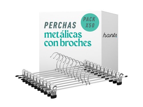 Perchas De Metal X 50 Con Broches Pollera Pantalon Bikini