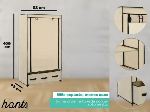 Ropero Placard Guardarropa Portátil Colgante Perchero Hants