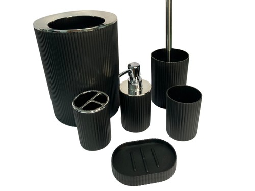 Kit Set Accesorios De Baño 6 Piezas Dispenser Jabonera Negro