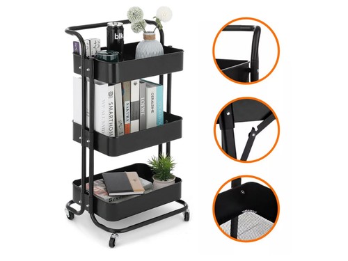 Carrito Plegable Hants Multiuso 3 Niveles Ruedas 360° Organizador