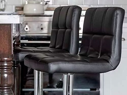 Banqueta Con Respaldo Ecocuero Alta Bar Desayunador Negro