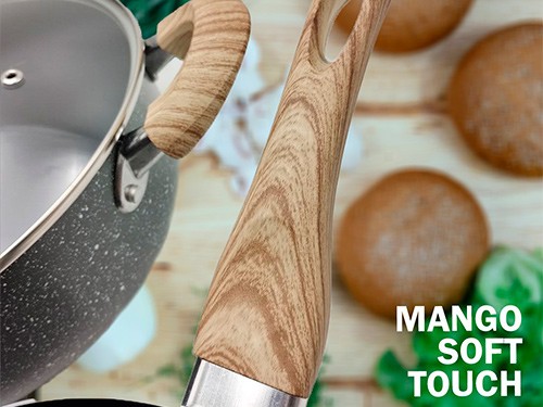 Batería De Ollas Juego Cocina Tapa Antiadherente 5 Piezas Granito