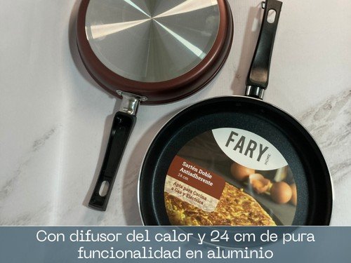 Sarten Doble Omeletera 24 Cm Aluminio Con Sistema Encastre