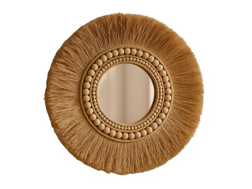 Espejo Fibras Naturales Ratan Vintage Estilo Boho Beige