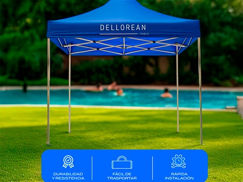 Gazebo 3x3 Plegable Portatil + Bolso Transporte Aluminio Azul