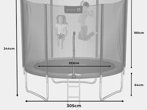 Cama Elástica 3mts Dellorean C/red De Seguridad Para Niños