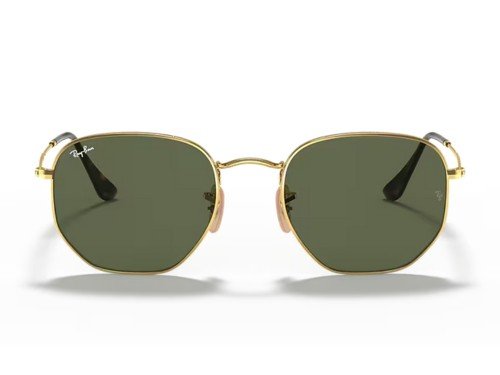 Anteojos Lentes De Sol Ray Ban Hexagonal 3548 001 54 Dorado Verde