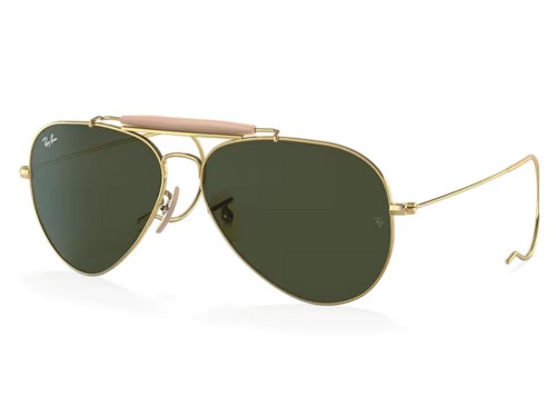 Anteojos Lentes De Sol Ray Ban Outdoorsman I 3030 0216 58 Dorado Verde