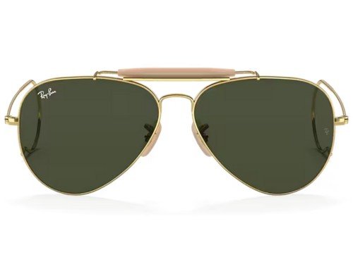 Anteojos Lentes De Sol Ray Ban Outdoorsman I 3030 0216 58 Dorado Verde