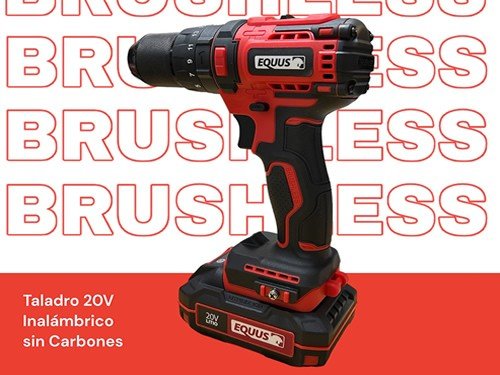 Taladro Percutor Inalámbrico Brushless 20v Batería y Cargador Equus