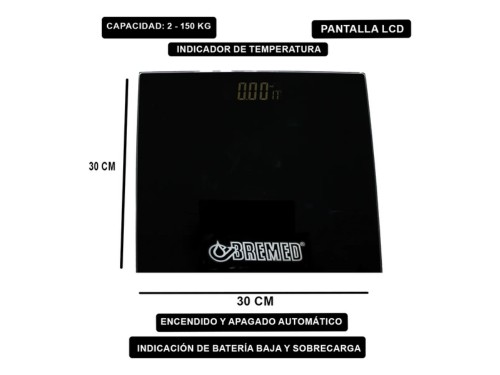 Balanza Digital Baño LCD temperatura 180kg Bremed 3112