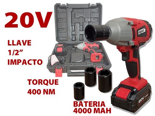 Llave de Impacto Inalámbrica de 1/2" 20V Bateria 4000 y Cargador Equus
