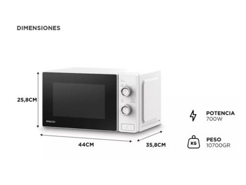 Microondas MPHRW20UAP Rotativo 20L Blanco Philco