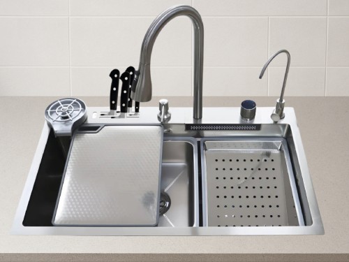 Bacha Inteligente De Cocina Acero Inox 304 Set Griferia SS-350