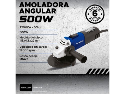 Amoladora Angular G1922ar 115mm 500w Gamma