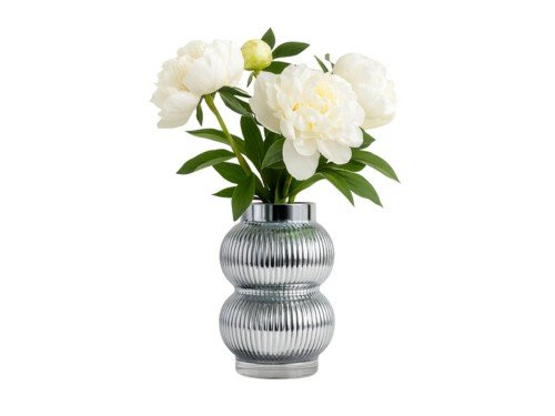 Florero De Vidrio Jarron Metalizado Centro Mesa 25 Cm Deco