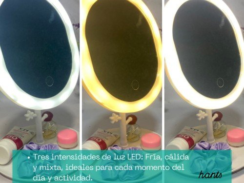 Espejo Led Maquillaje Touch Luz Pie Tactil Regulable