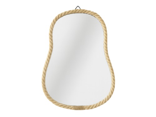 Espejo Asimetrico Decorativo Diseño Fibras Naturales Bambu