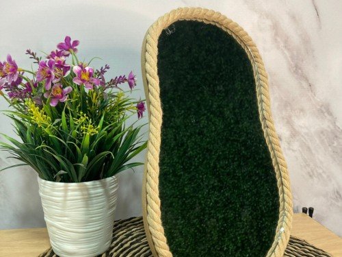 Espejo Asimetrico Decorativo Diseño Fibras Naturales Bambu