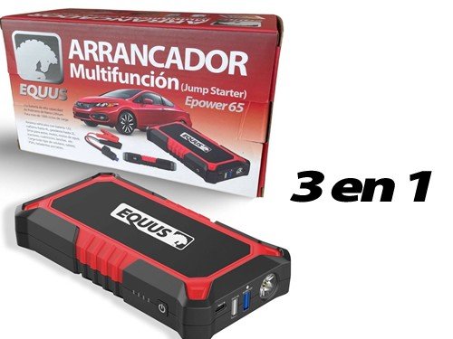 Arrancador de Autos y camionetas 3 en 1 Linterna Cargador USB Equus
