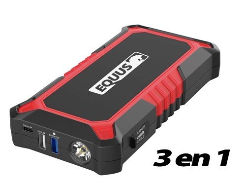 Arrancador de Autos y camionetas 3 en 1 Linterna Cargador USB Equus