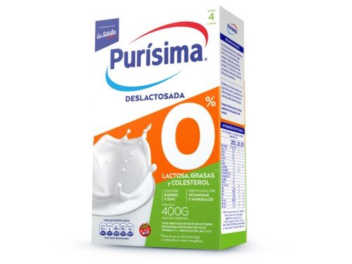 Leche en polvo Purisima Deslactosada 400g Pack x12 + ENVÍO GRATÍS
