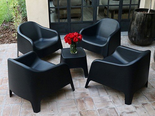 Set 4 Sillones Skarpo + Mesa Sunset Negro