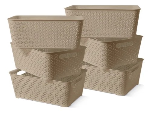 Canasto / Cesto Plastico Ratan Chico X 6 Unidades Colombraro