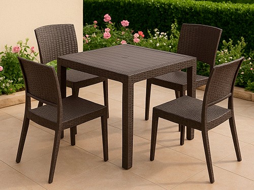 Mesa Palermo + 4 Sillones Verona Negro